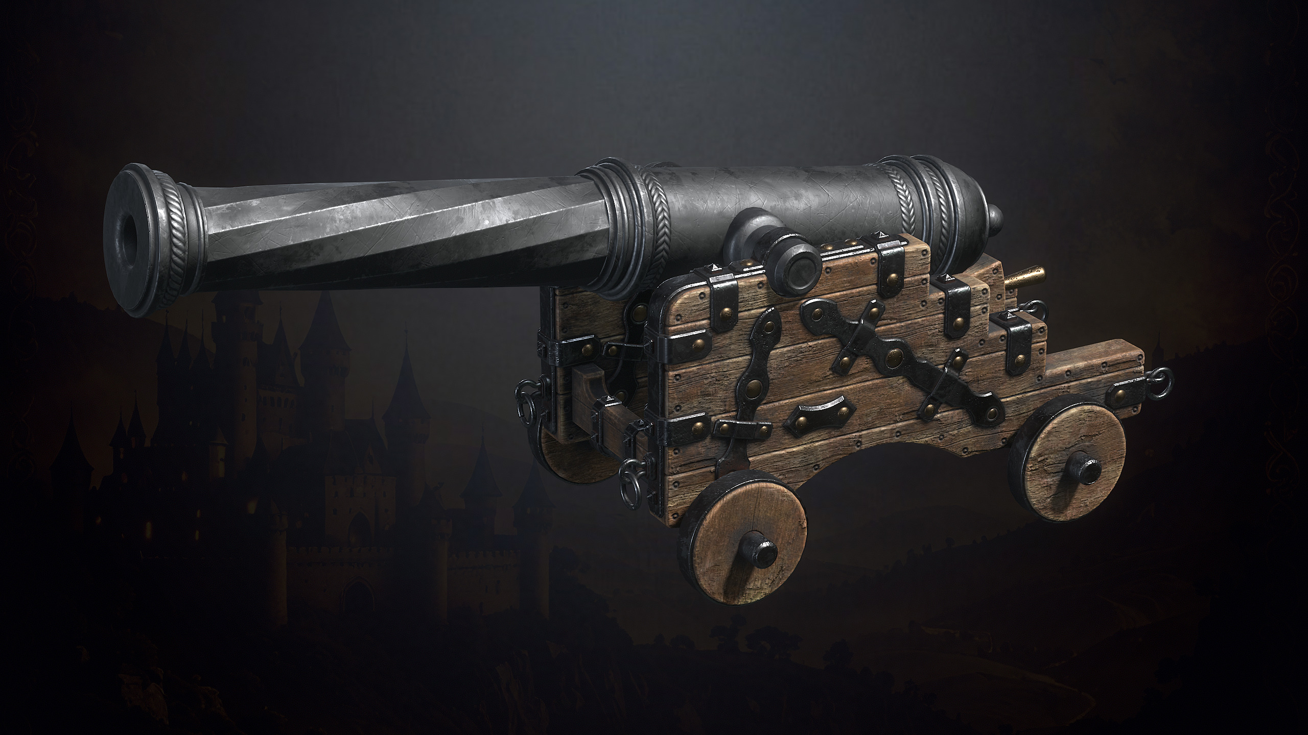 Medieval Cannons with Sound and Particles Low-poly 3D model_4