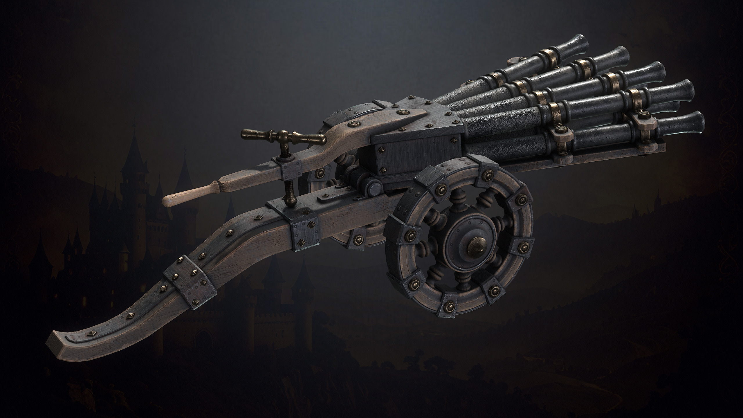 Medieval Cannons with Sound and Particles Low-poly 3D model_9