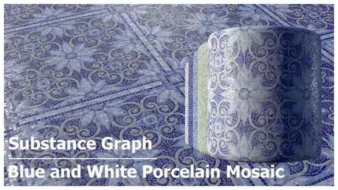 Substance 3D Designer Graphs of Blue and White Porcelain Mosaic Texture