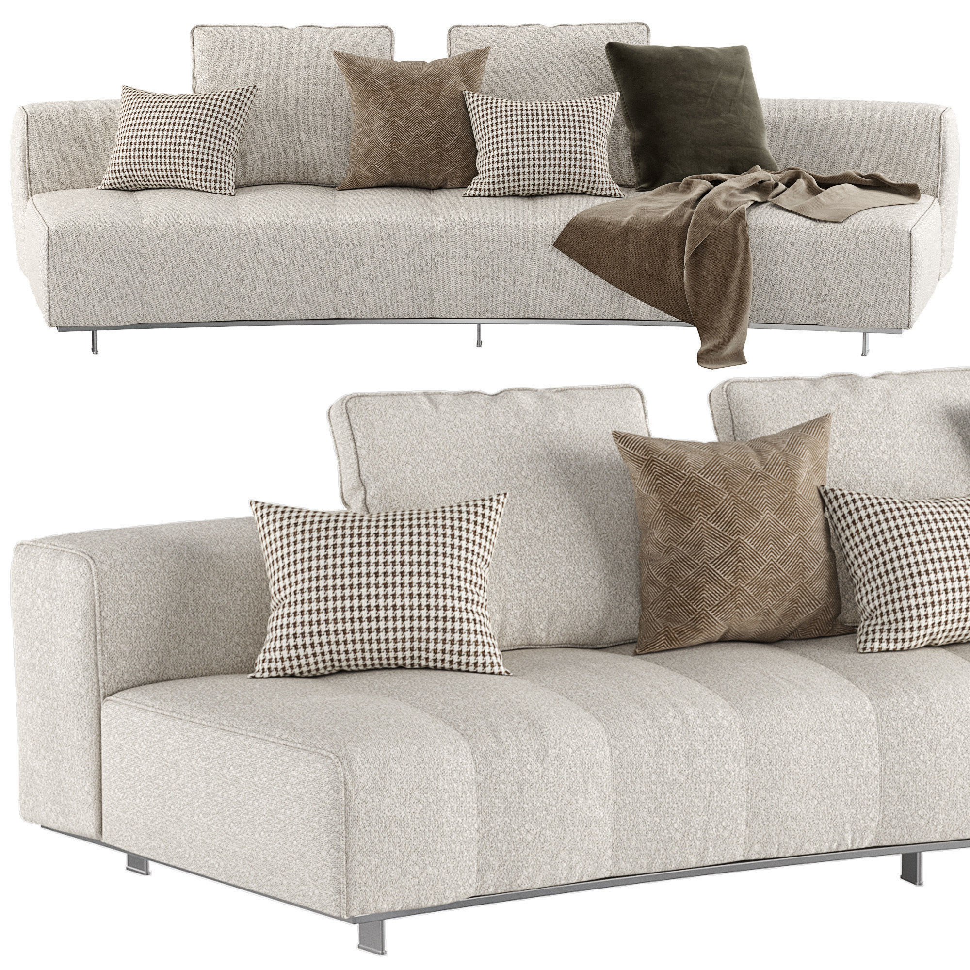 Goodman Rainbow Angled Sofa Without Armrest 3D model_1