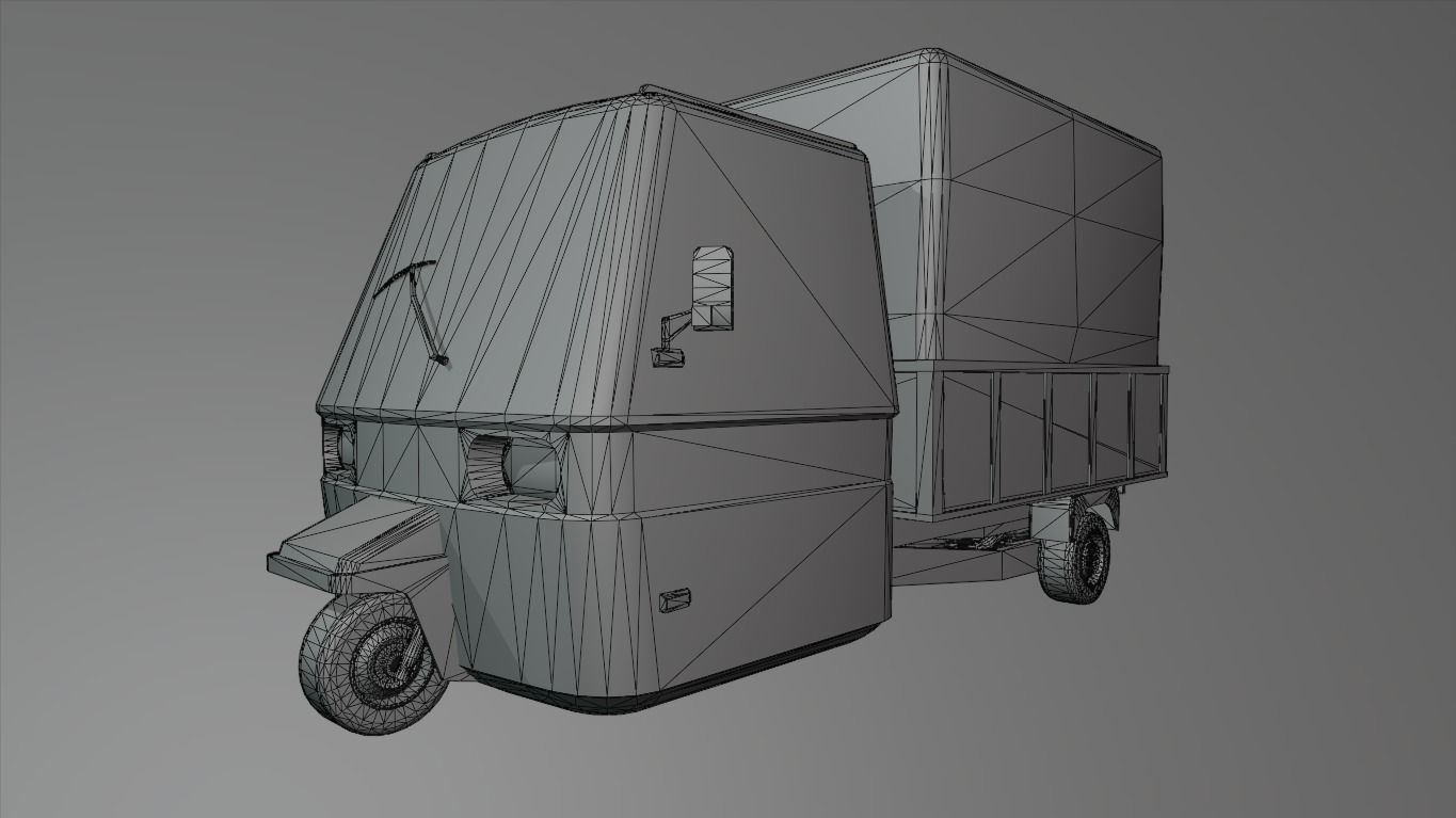 Abandoned tuktuk-inspired car Low-poly 3D model_5