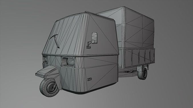 Abandoned tuktuk-inspired car Low-poly 3D model 6