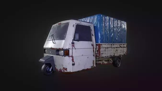 Abandoned tuktuk-inspired car Low-poly 3D model