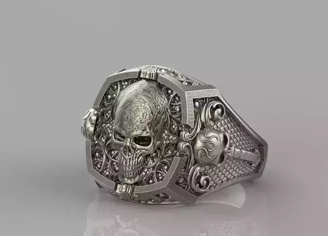 Gothic Skull Ring 3D print model