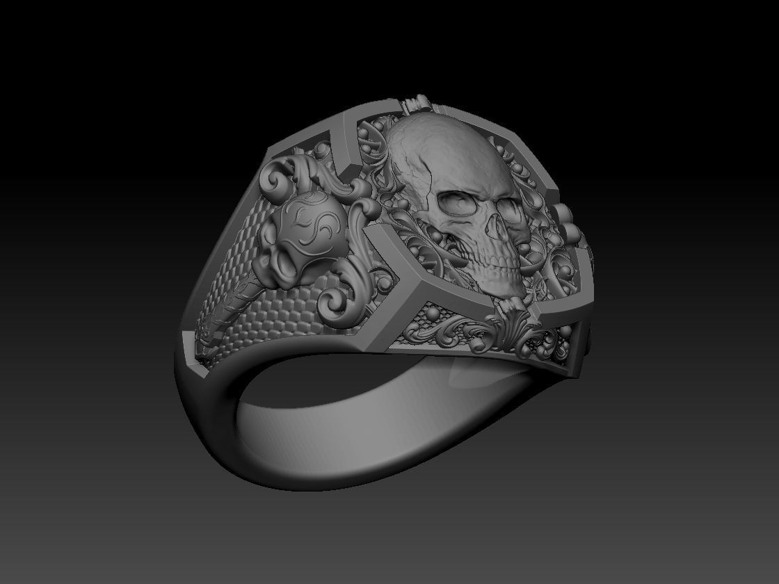 Gothic Skull Ring 3D print model_13