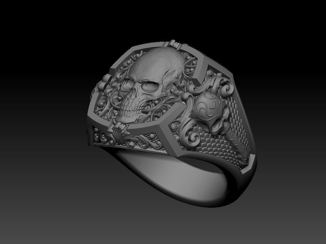 Gothic Skull Ring 3D print model_14