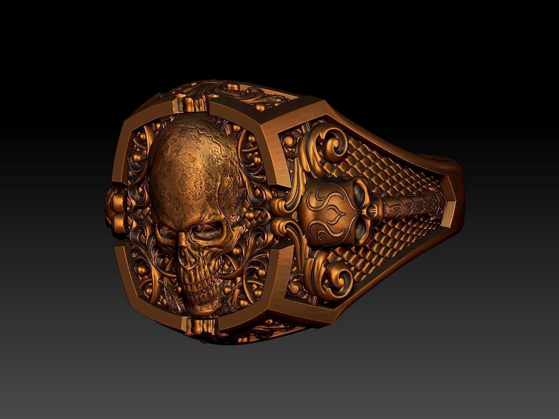 Gothic Skull Ring 3D print model_7