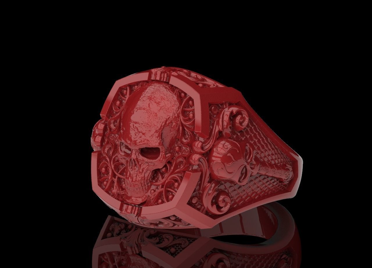 Gothic Skull Ring 3D print model_5