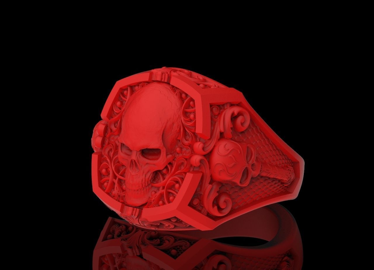 Gothic Skull Ring 3D print model_6