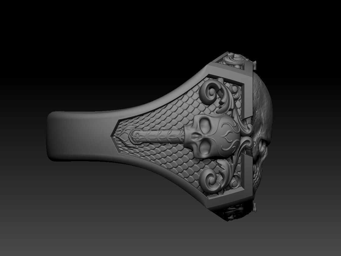 Gothic Skull Ring 3D print model_10