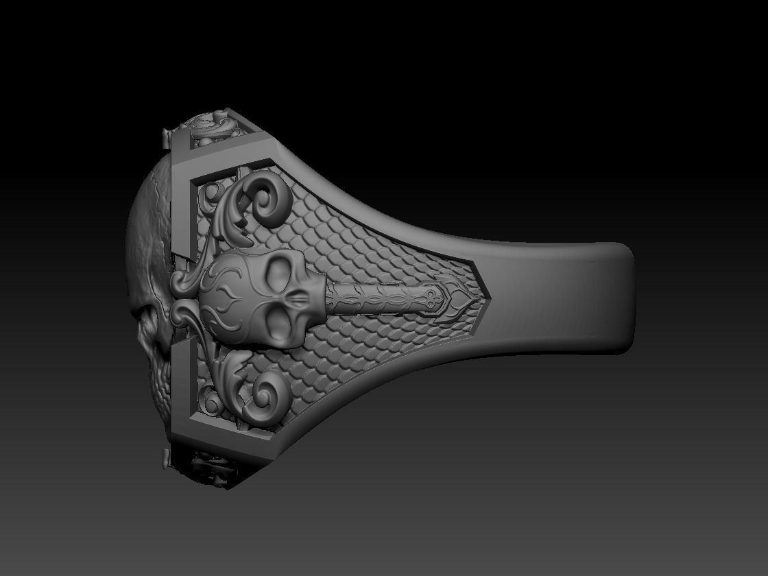 Gothic Skull Ring 3D print model_12