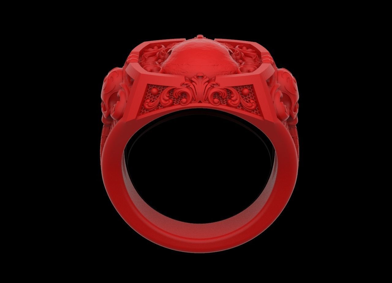 Gothic Skull Ring 3D print model_9