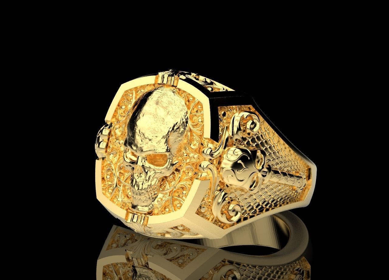 Gothic Skull Ring 3D print model_8