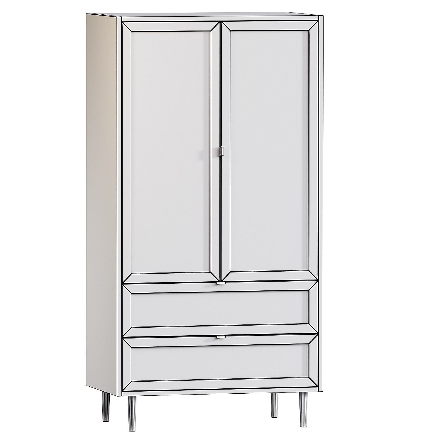 Solid Wood Armoire wardrobe 3D model_2