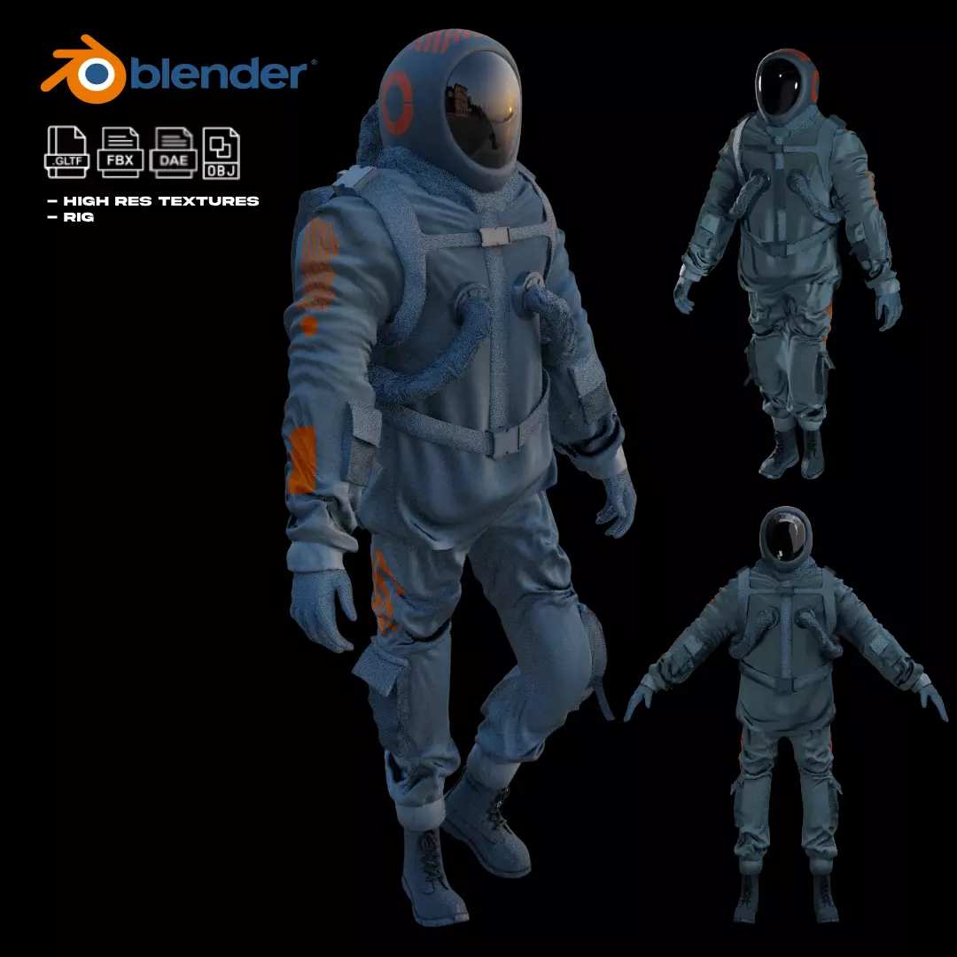 Space suit - Cyberpunk outfit Low-poly 3D model