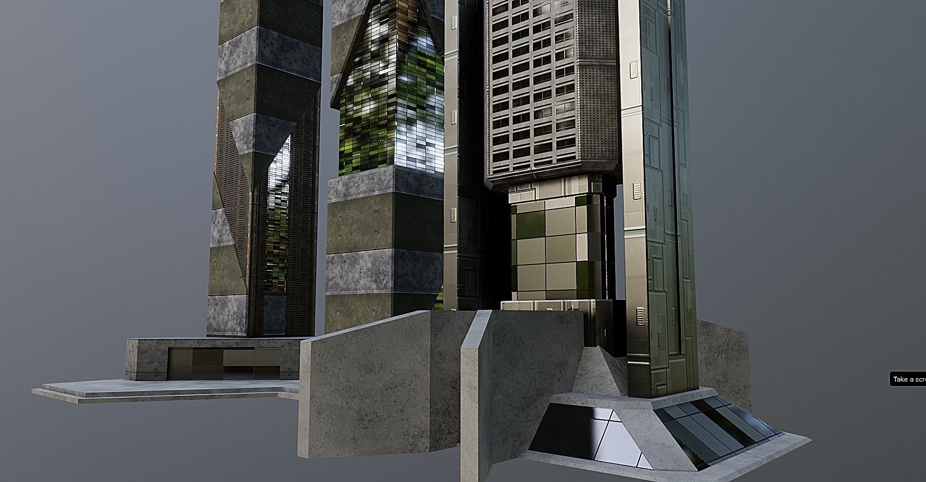 pack of 17 CyberPunk buildings Low-poly 3D model_11