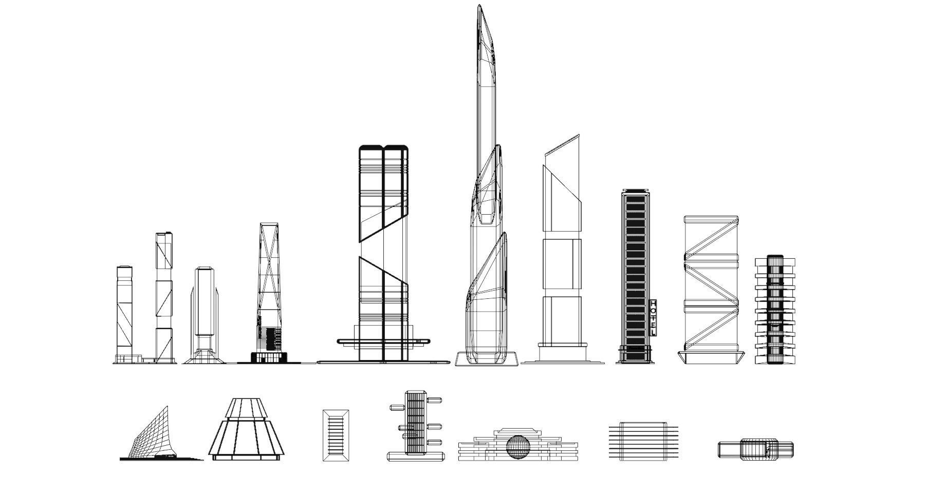 pack of 17 CyberPunk buildings Low-poly 3D model_27