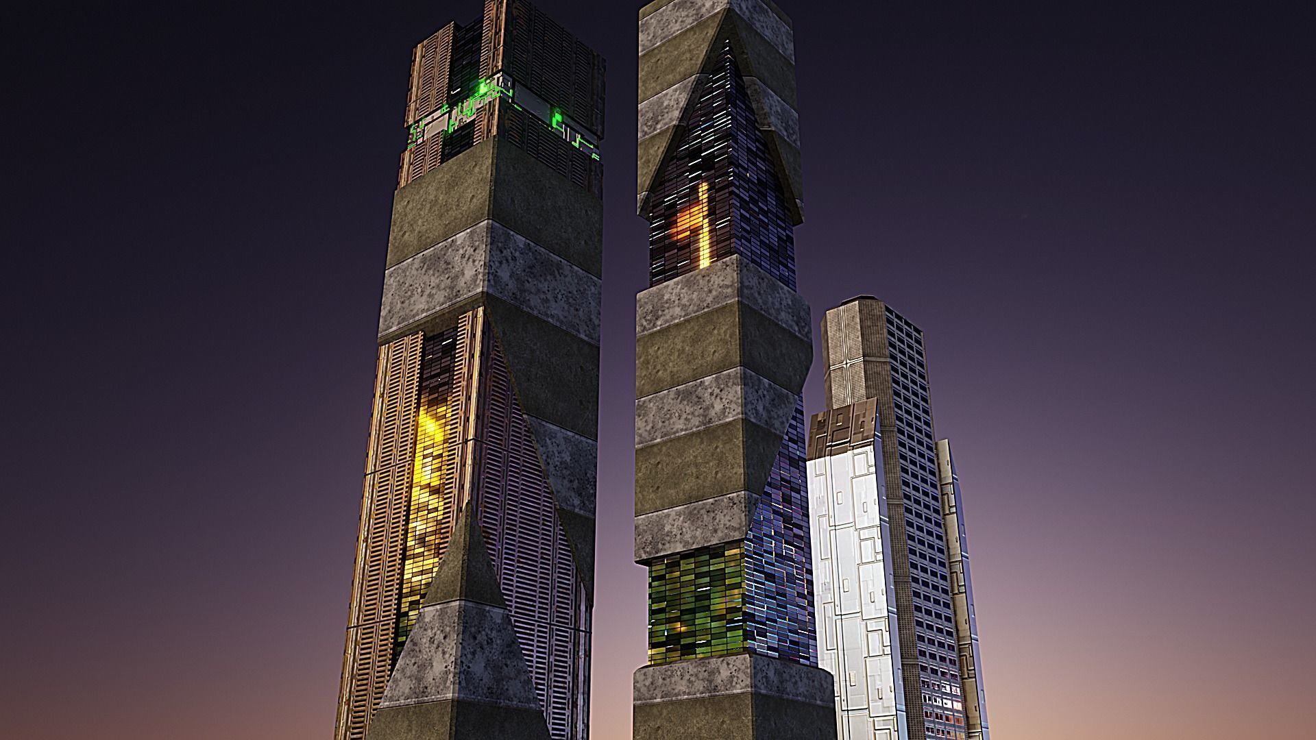 pack of 17 CyberPunk buildings Low-poly 3D model_8