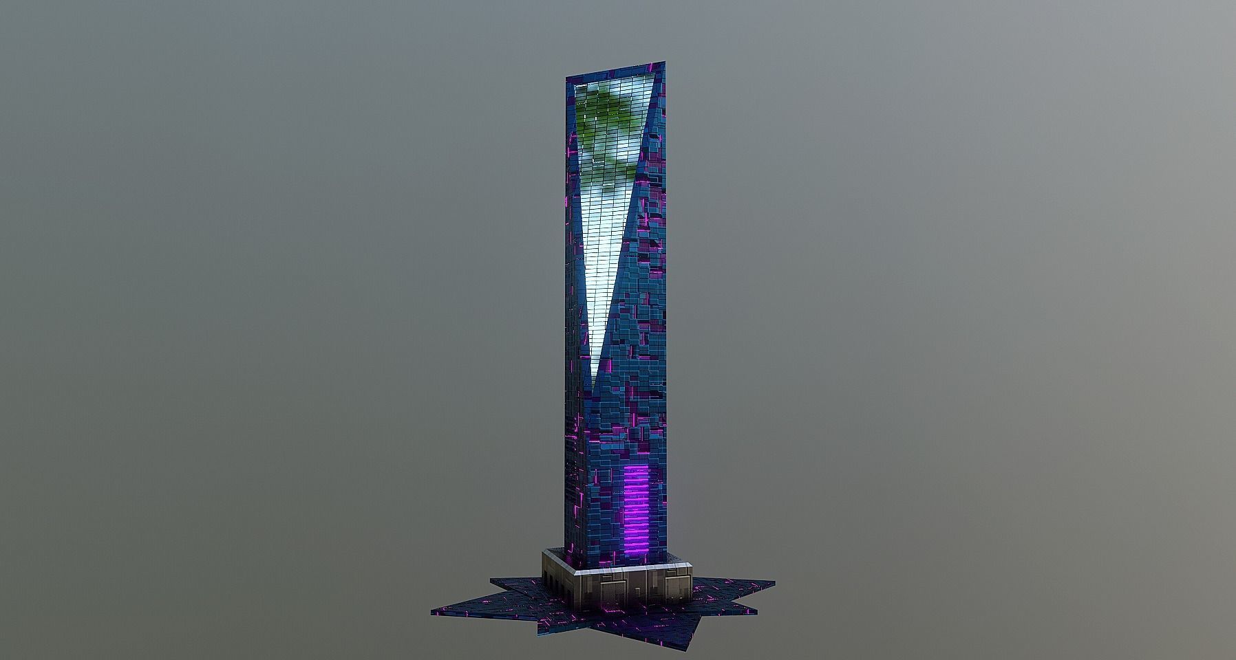 pack of 17 CyberPunk buildings Low-poly 3D model_19