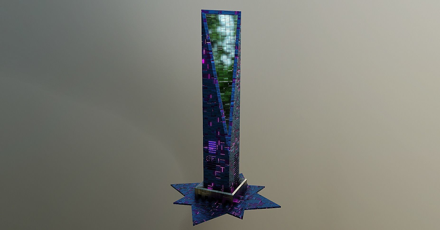 pack of 17 CyberPunk buildings Low-poly 3D model_20