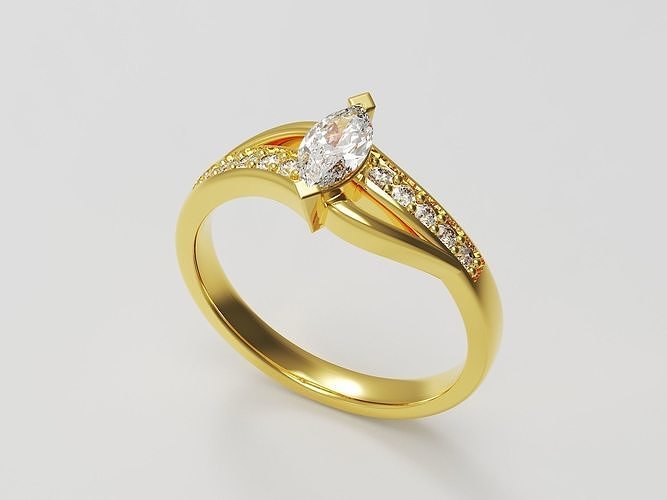 marquise engagement ring  3D print model