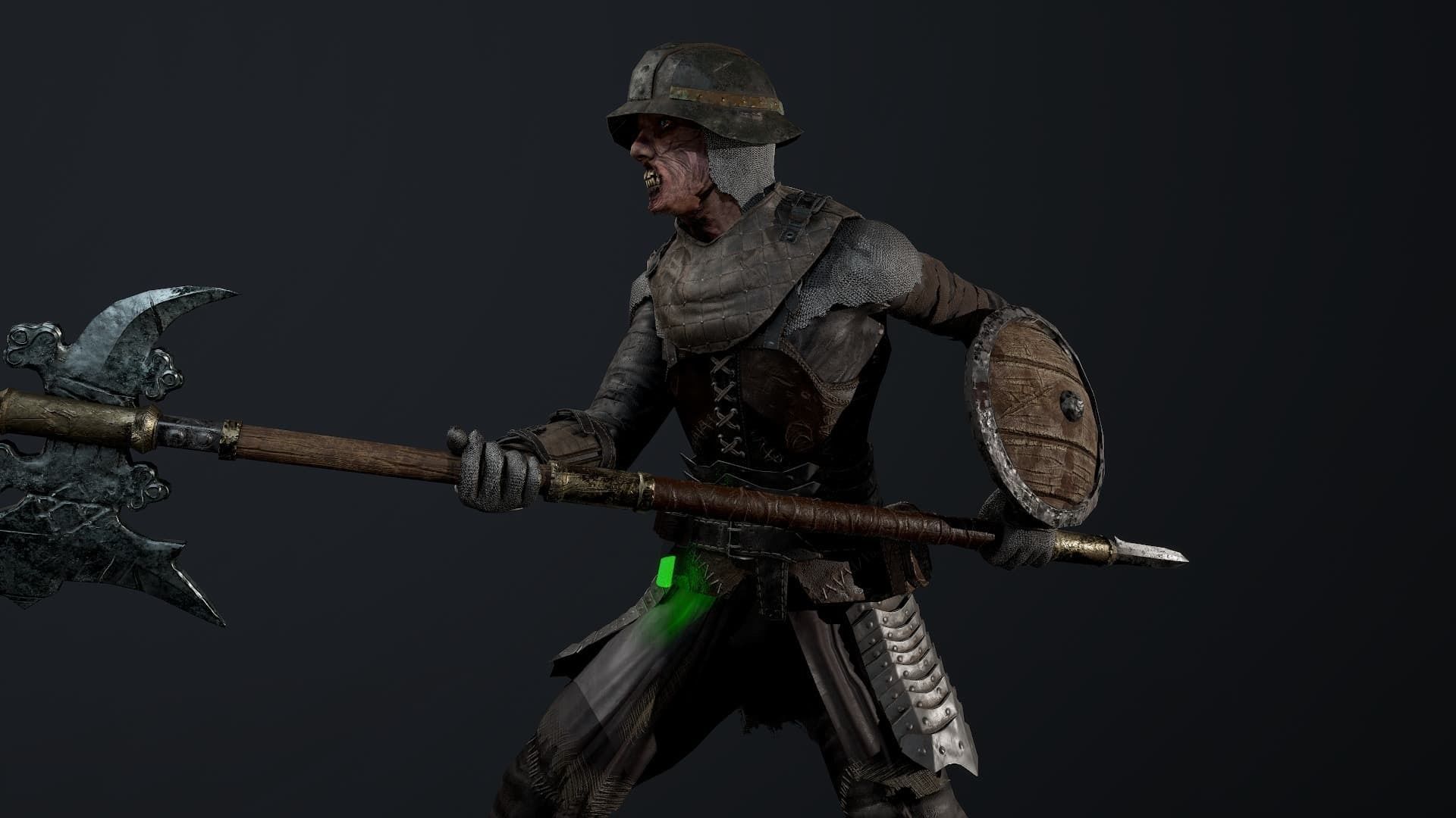 Zombie Spearman Low-poly 3D model_3