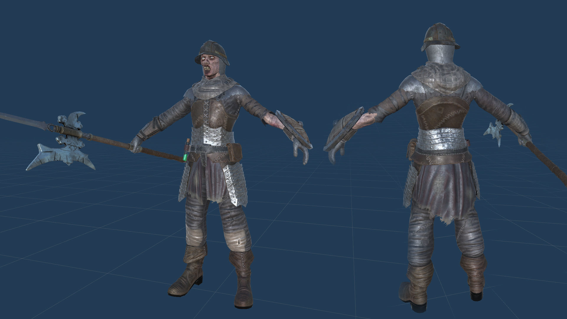 Zombie Spearman Low-poly 3D model_17