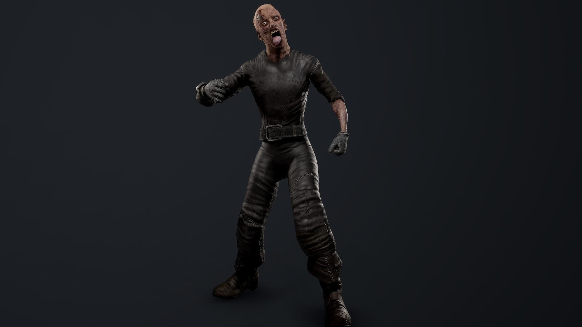 Zombie Spearman Low-poly 3D model_10