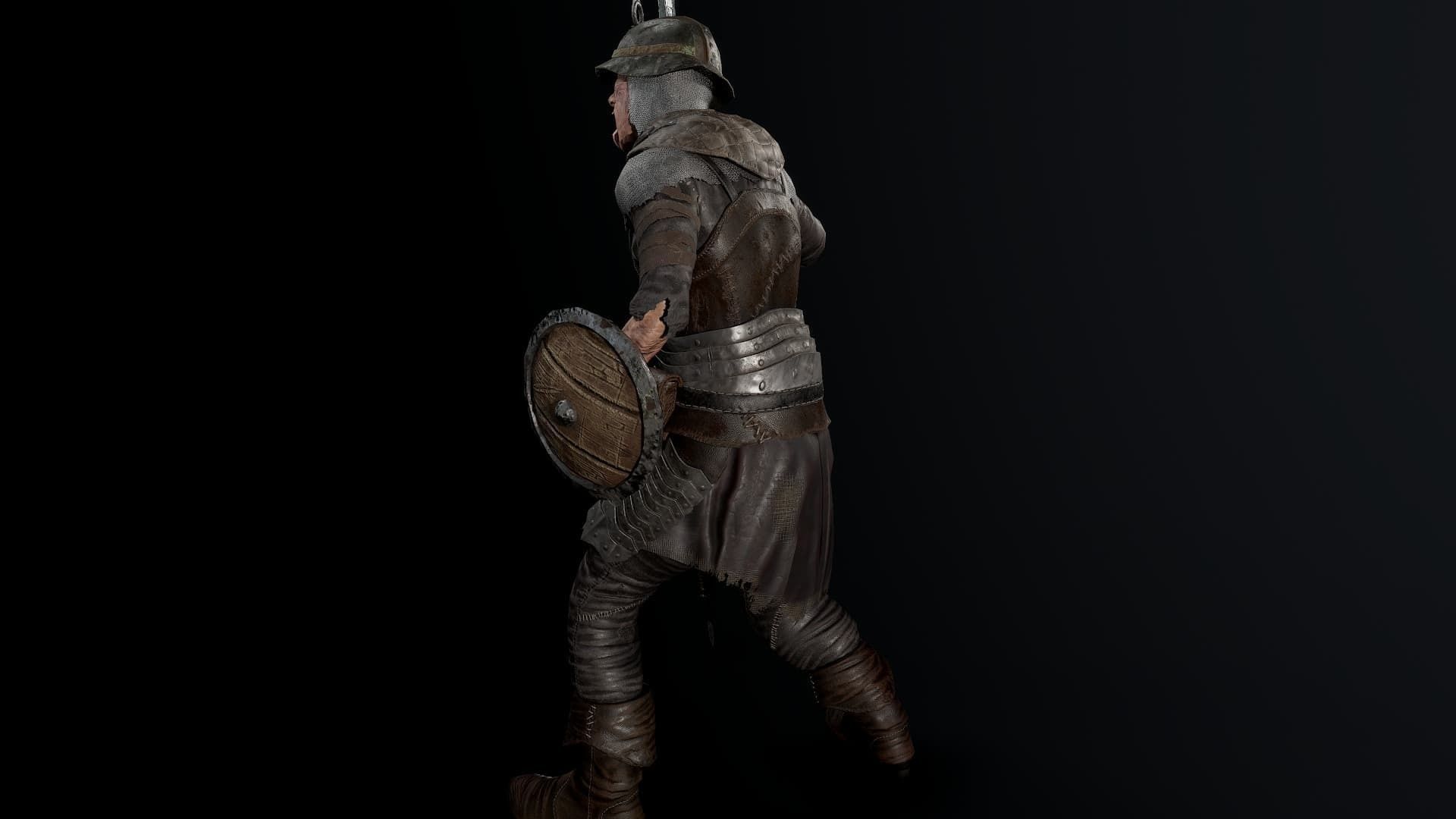 Zombie Spearman Low-poly 3D model_8