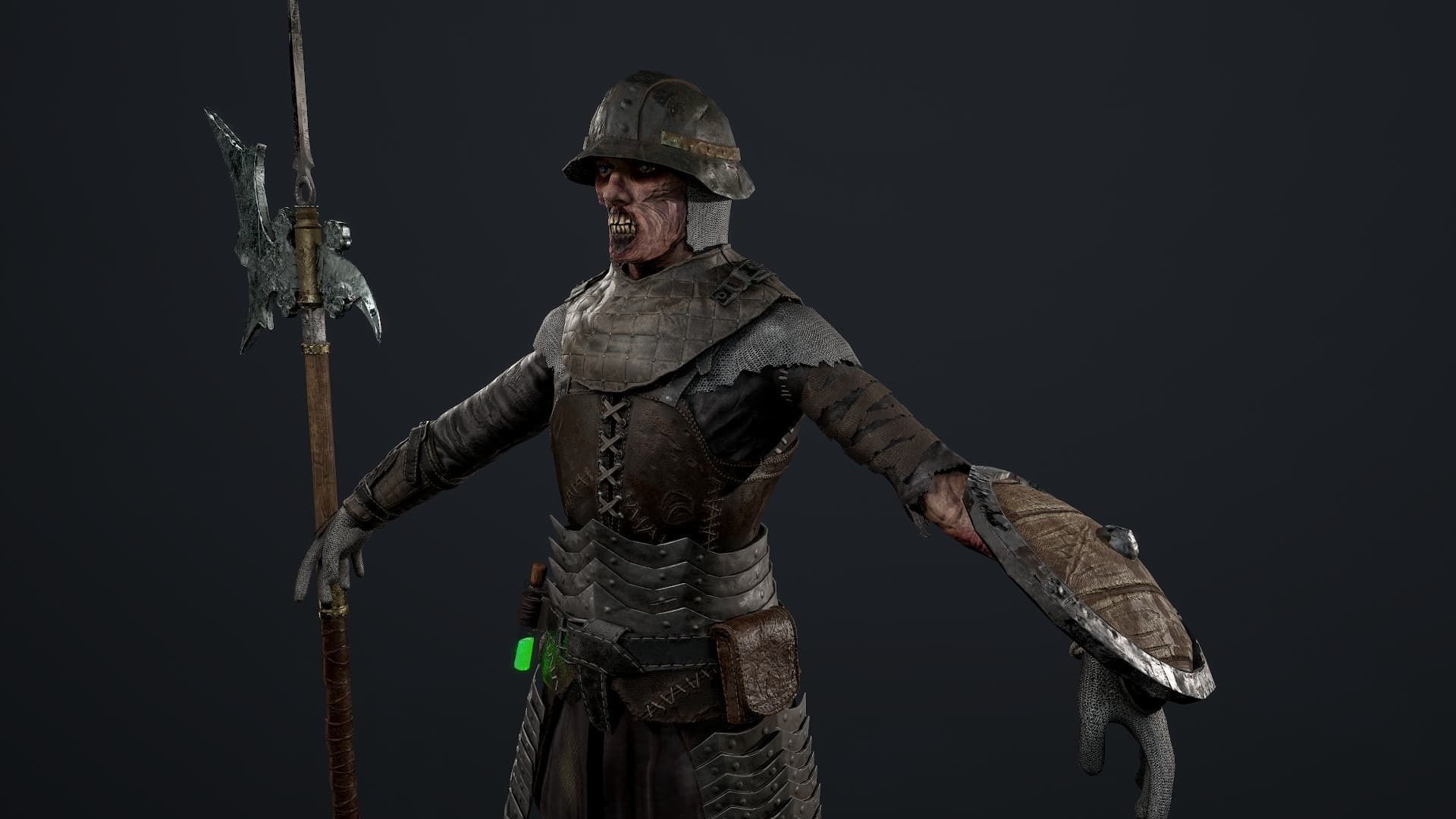 Zombie Spearman Low-poly 3D model_5