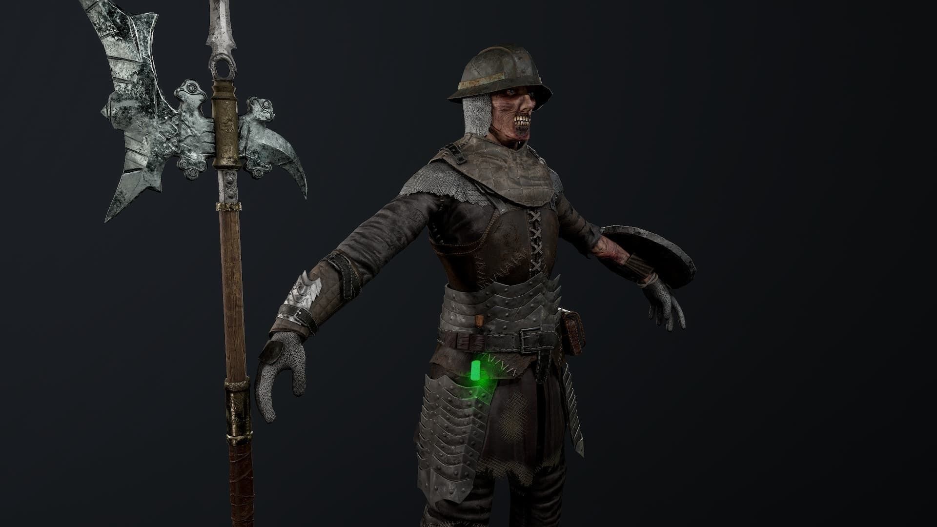 Zombie Spearman Low-poly 3D model_6