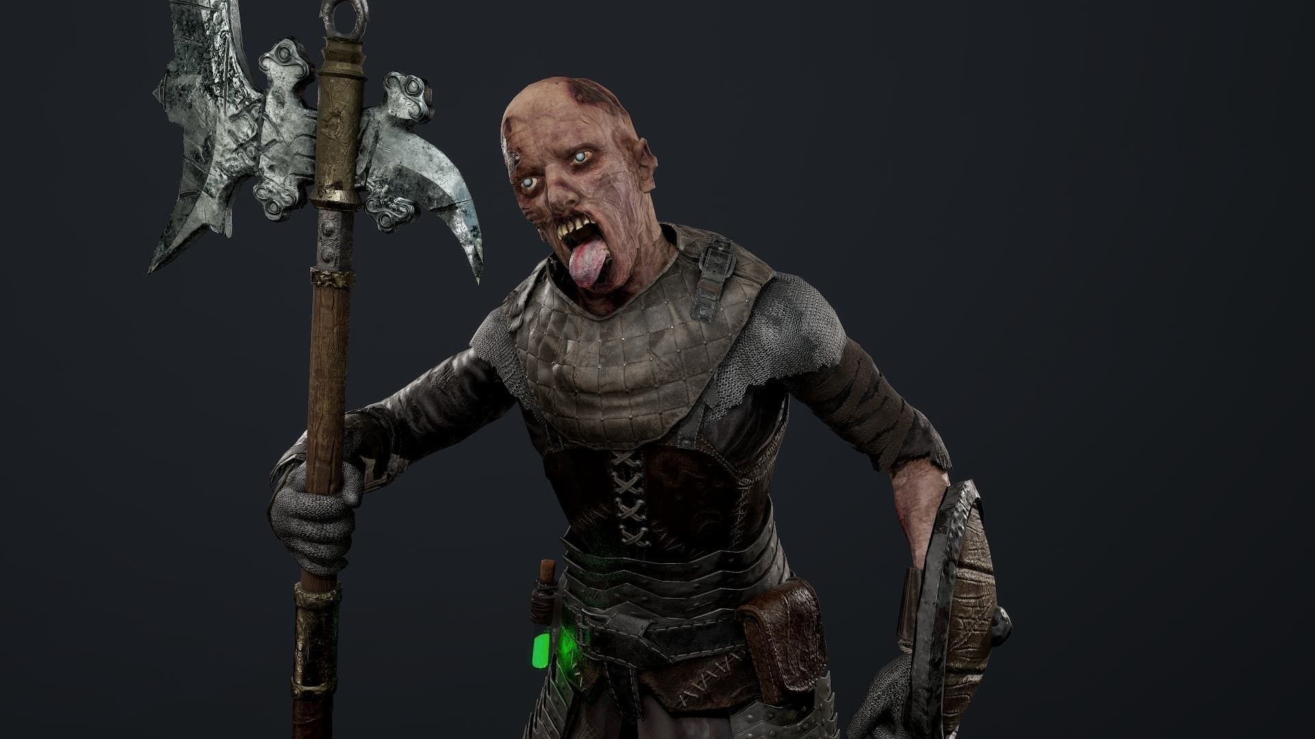 Zombie Spearman Low-poly 3D model_9