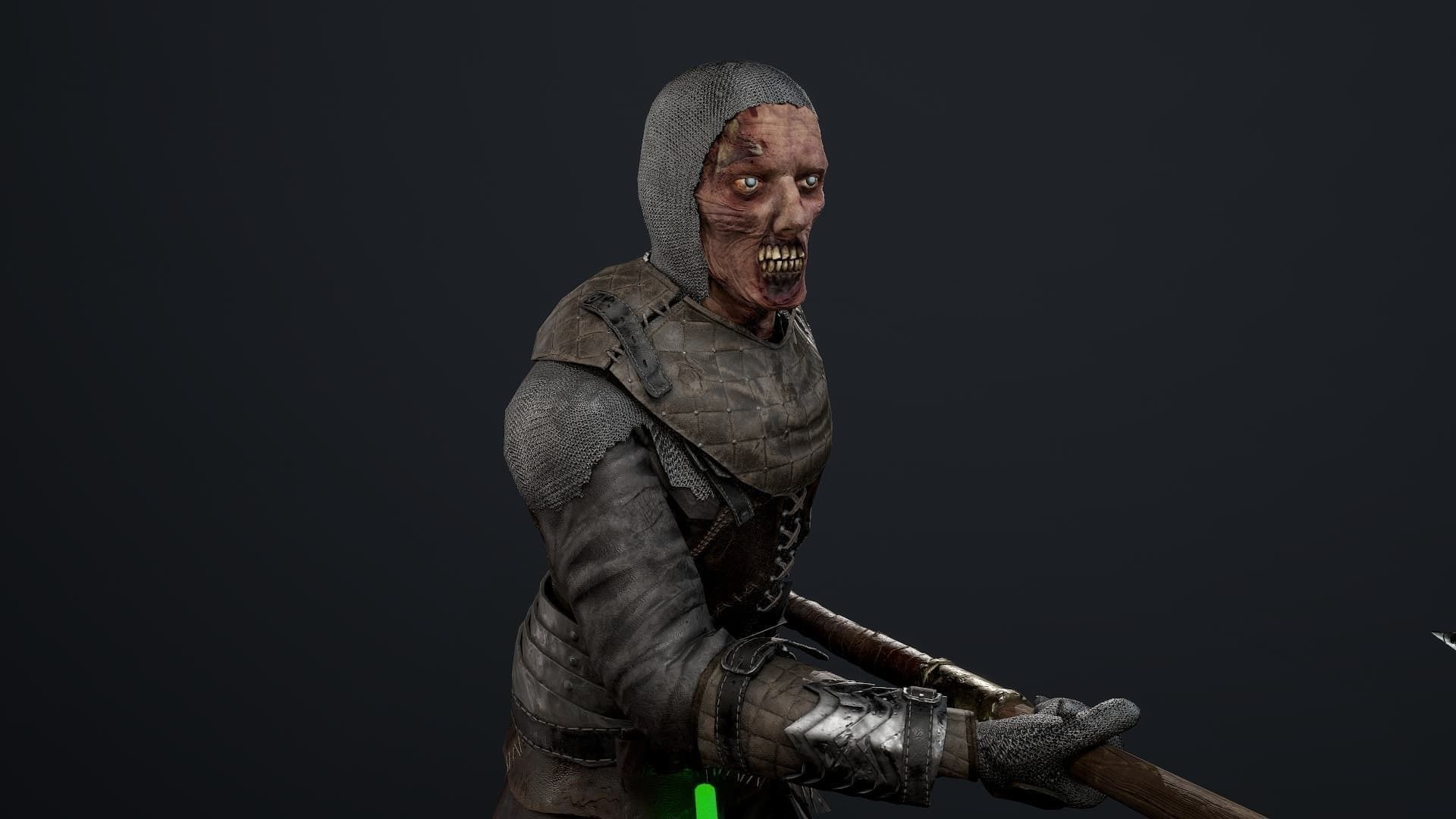 Zombie Spearman Low-poly 3D model_4