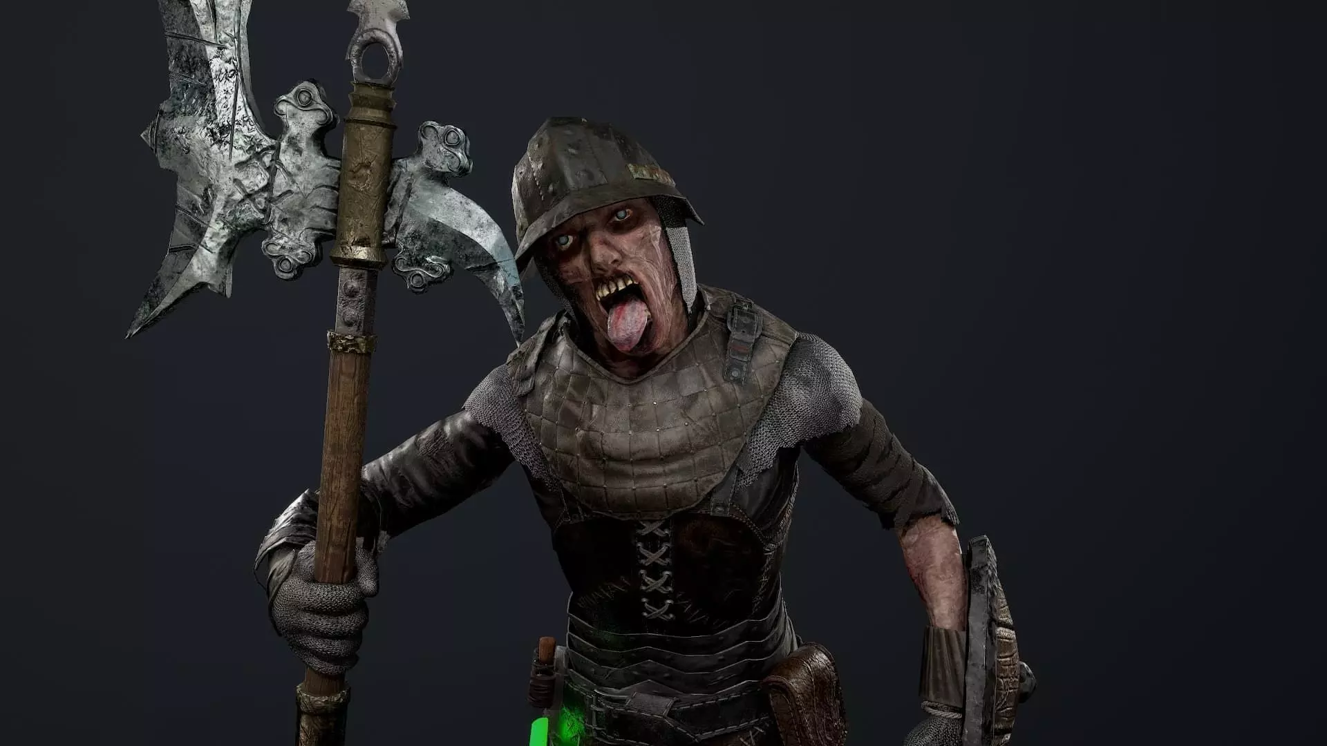 Zombie Spearman Low-poly 3D model_0