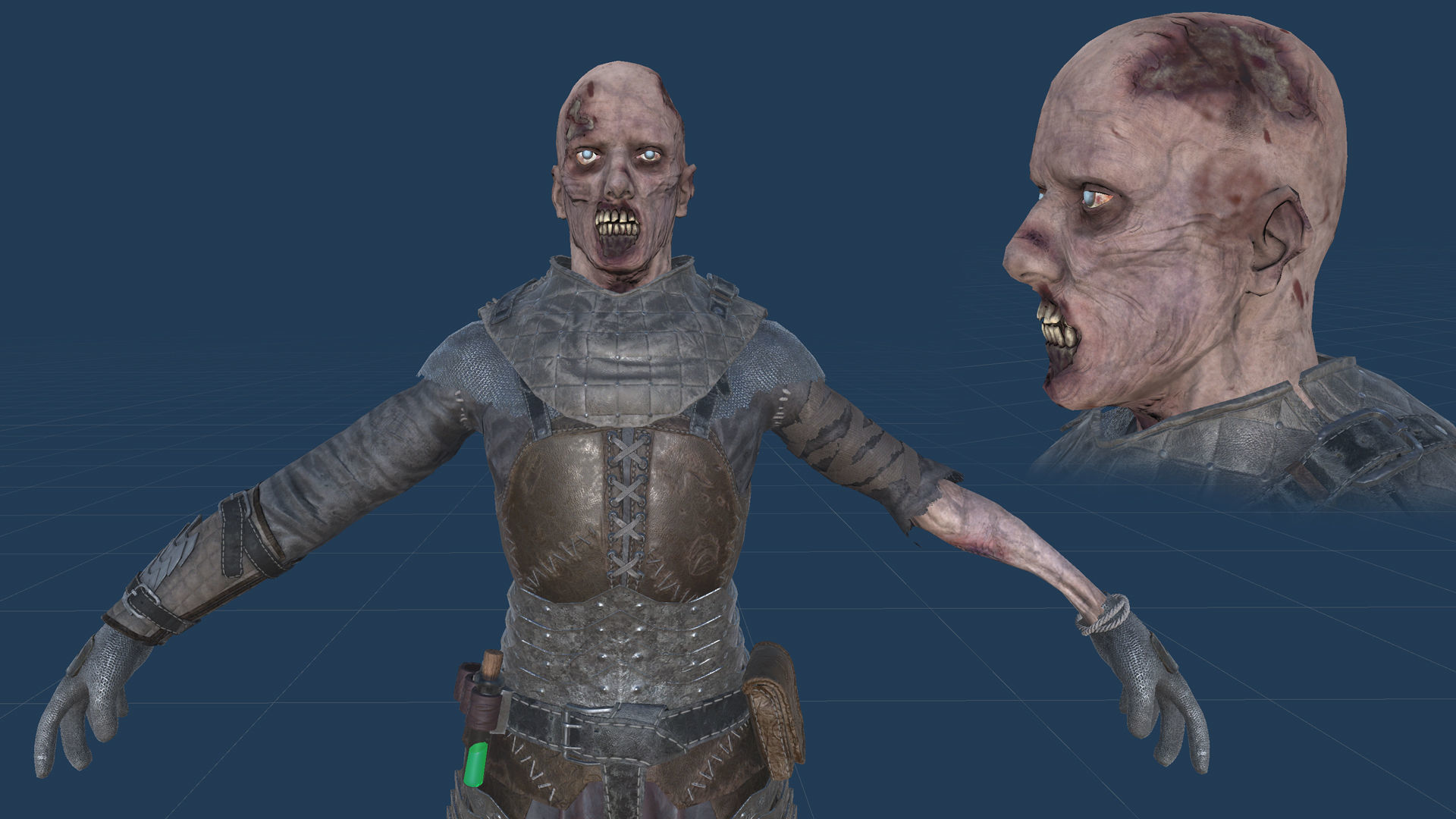 Zombie Spearman Low-poly 3D model_16