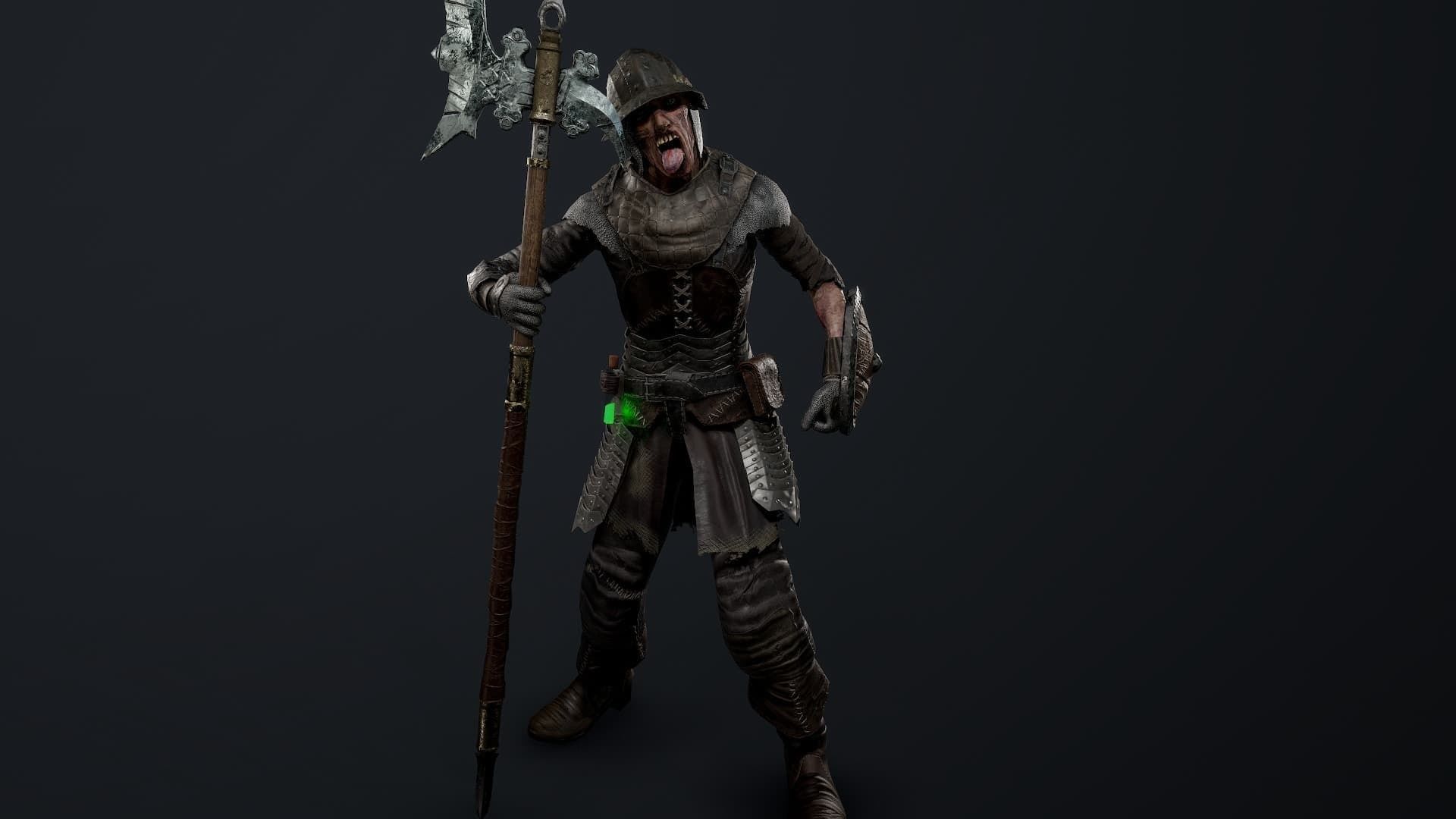 Zombie Spearman Low-poly 3D model_2