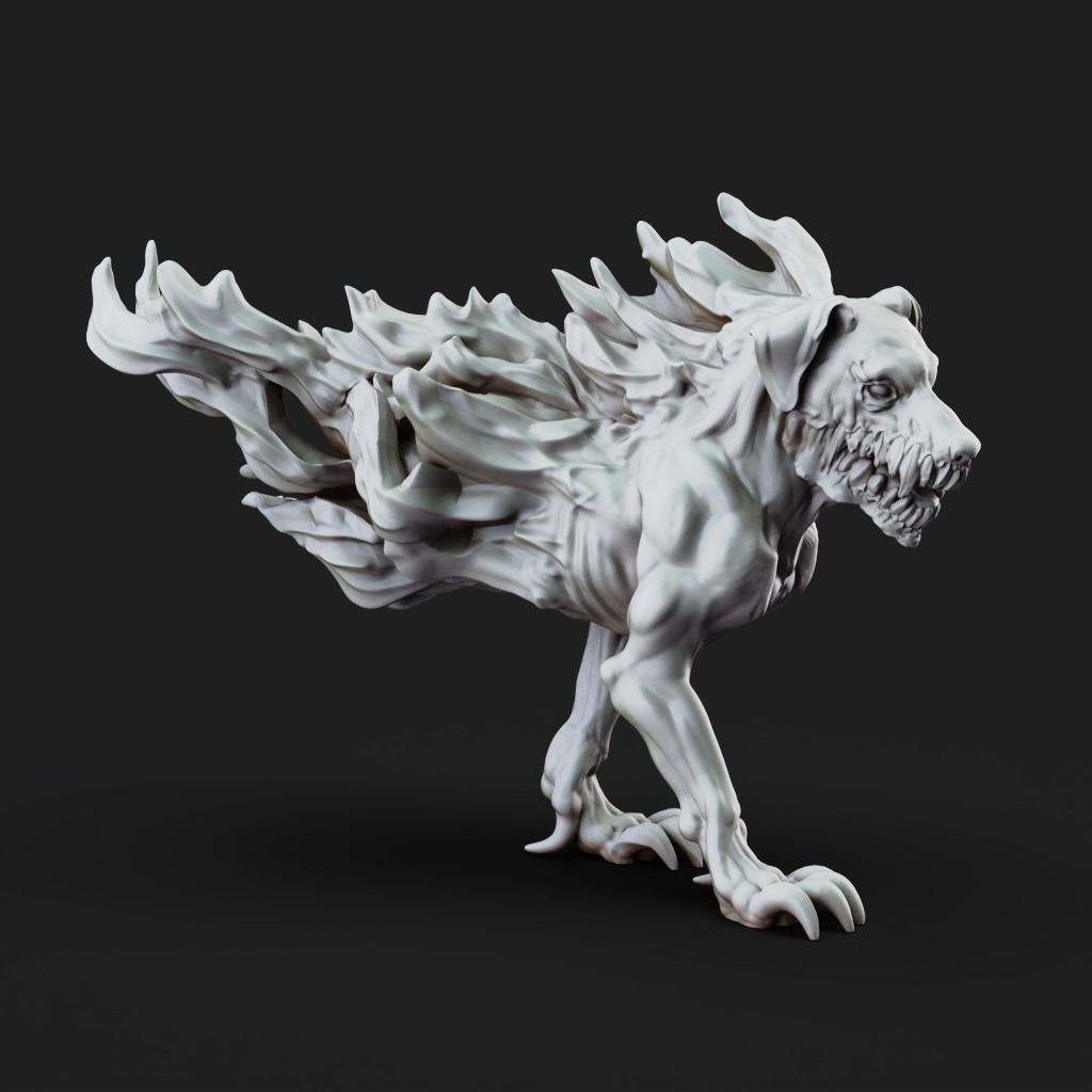 Shadow Mastiffs - 3D Printable TTRPG - PRESUPPORTED - 32mm Scale 3D print model_4
