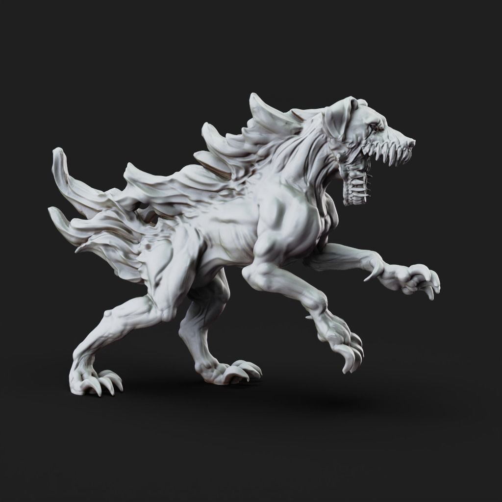 Shadow Mastiffs - 3D Printable TTRPG - PRESUPPORTED - 32mm Scale 3D print model_6