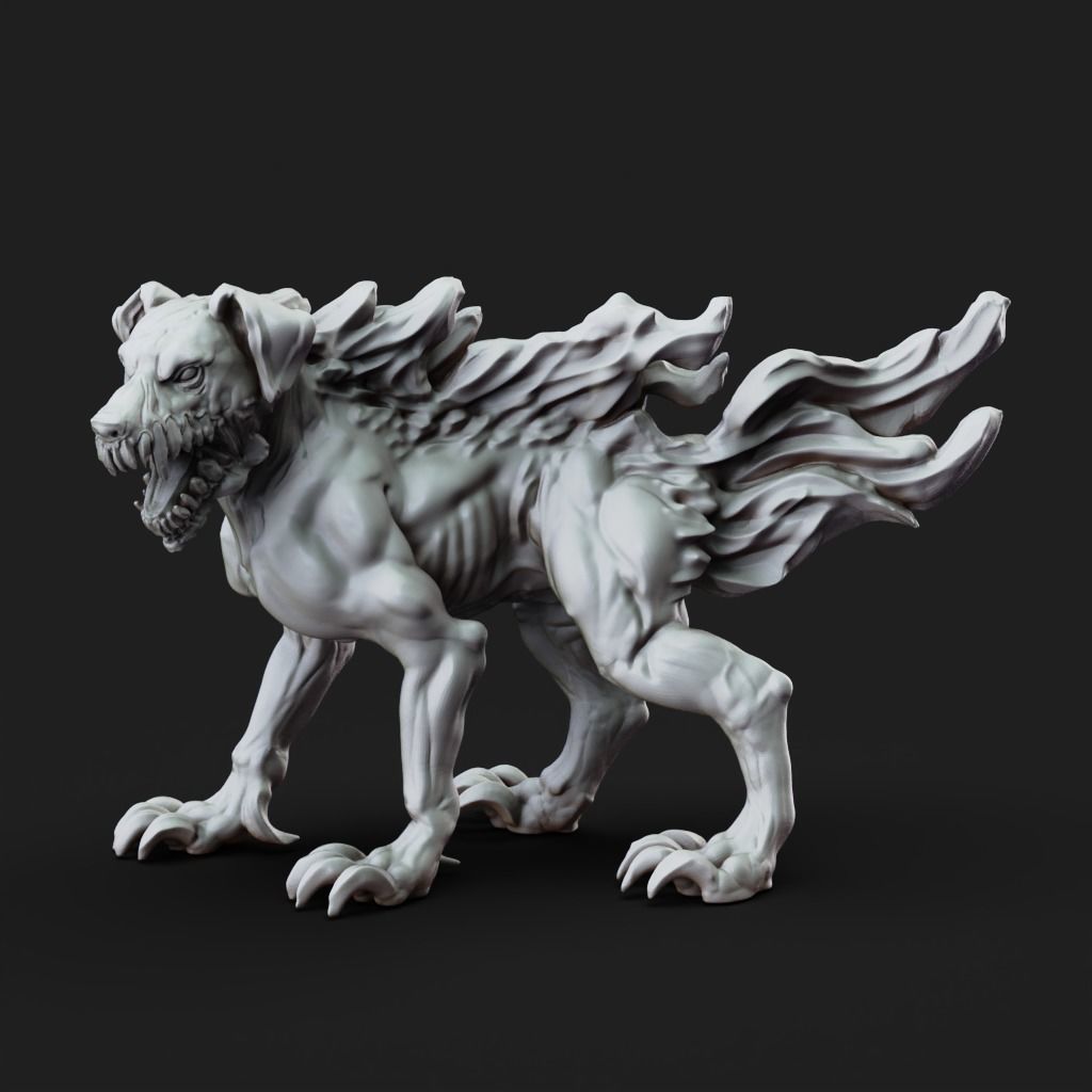 Shadow Mastiffs - 3D Printable TTRPG - PRESUPPORTED - 32mm Scale 3D print model_8