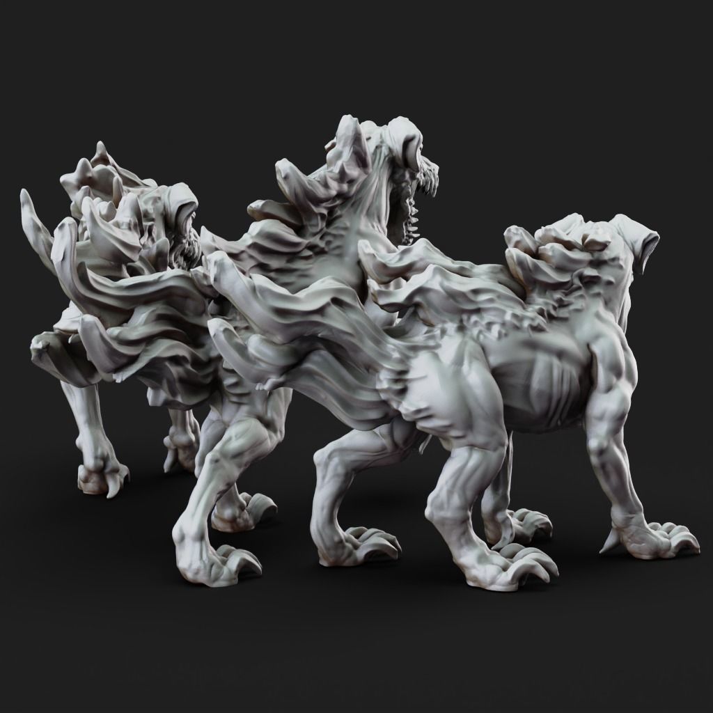 Shadow Mastiffs - 3D Printable TTRPG - PRESUPPORTED - 32mm Scale 3D print model_9