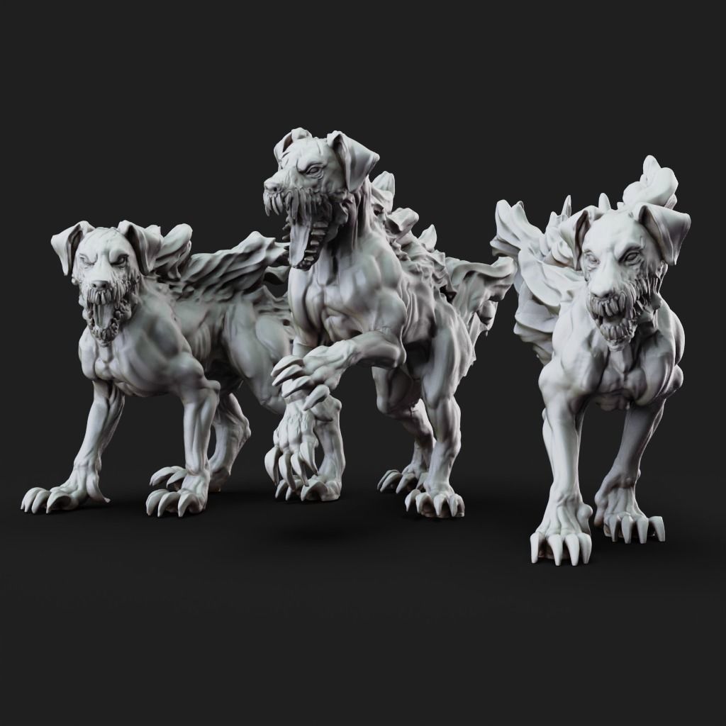 Shadow Mastiffs - 3D Printable TTRPG - PRESUPPORTED - 32mm Scale 3D print model_3