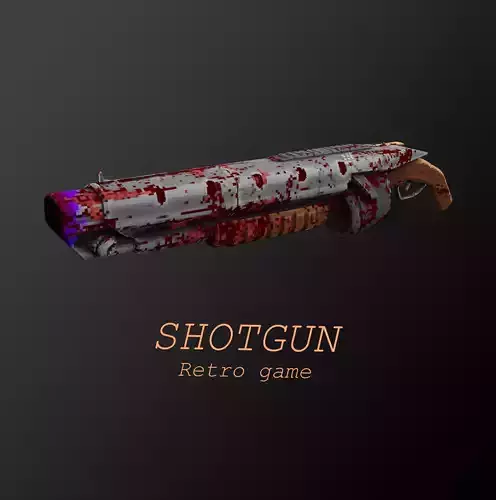 Low Poly Shotgun Retro Style Low-poly 3D model