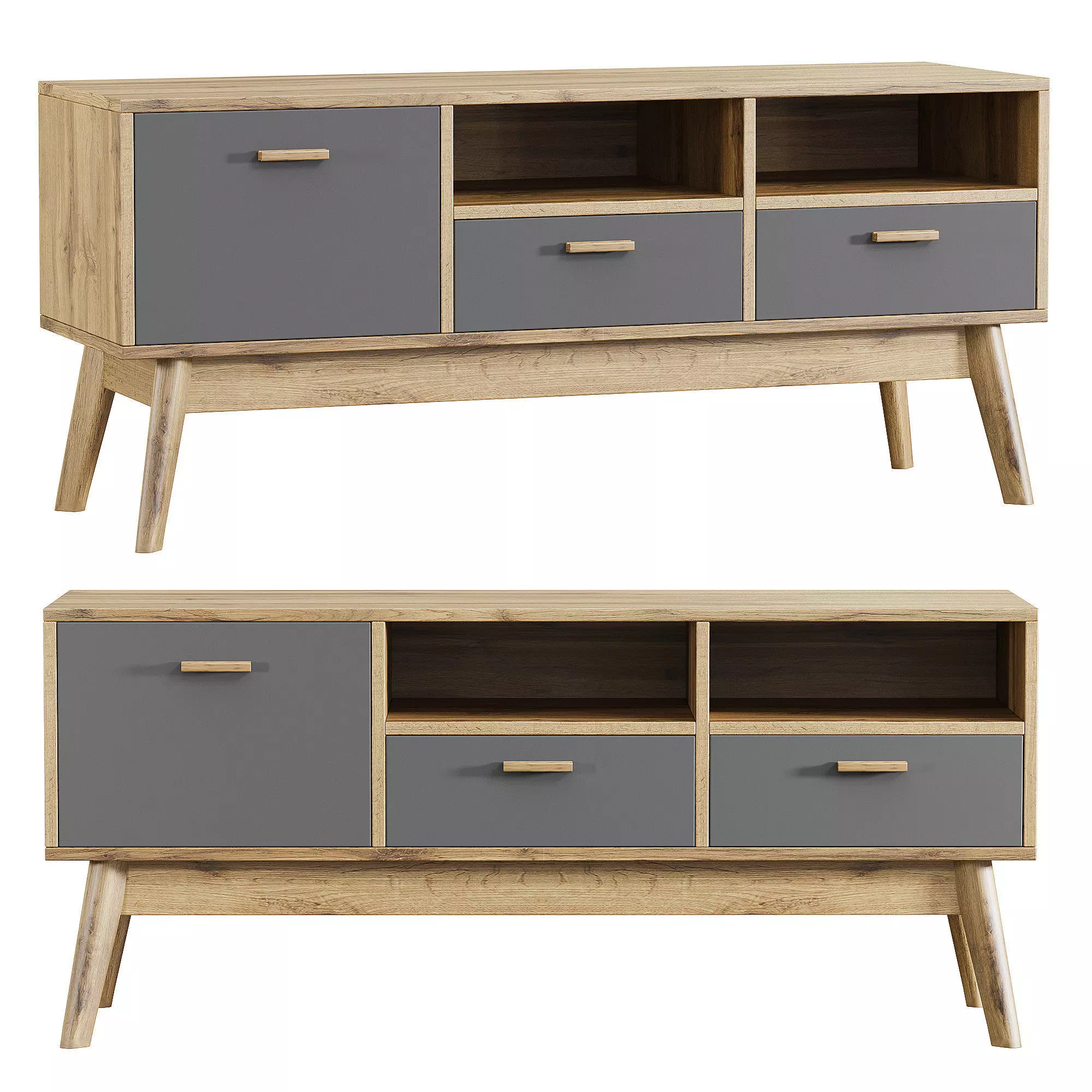 TV stand Nordic-1 Wood Gray 3D model