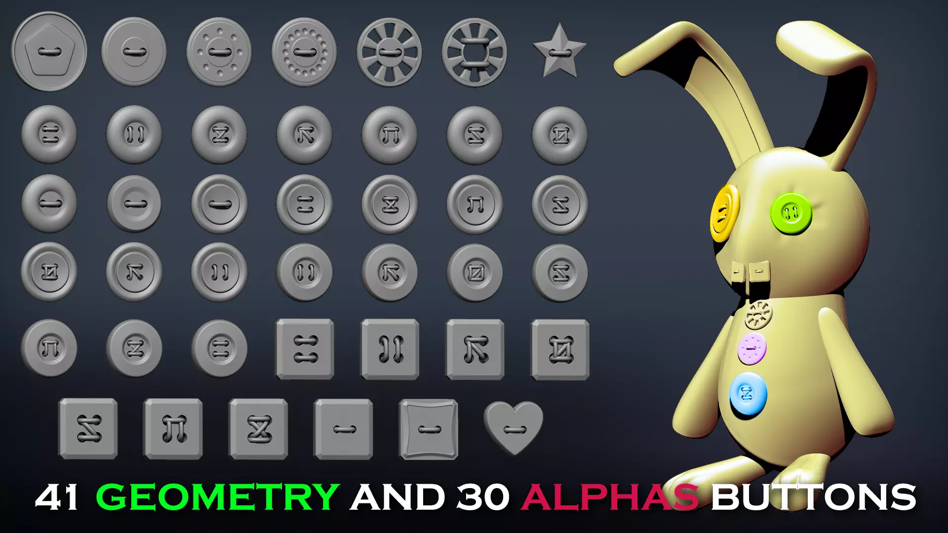 Cloth 41 buttons with and Without ROPE and Alphas Zbrush IMM 3D model_0