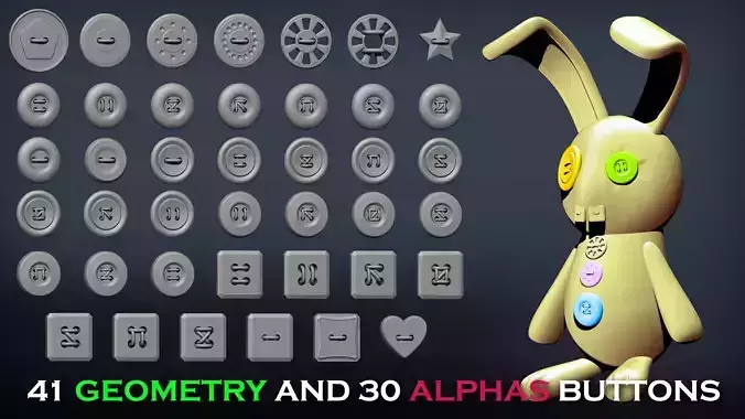 Cloth 41 buttons with and Without ROPE and Alphas Zbrush IMM