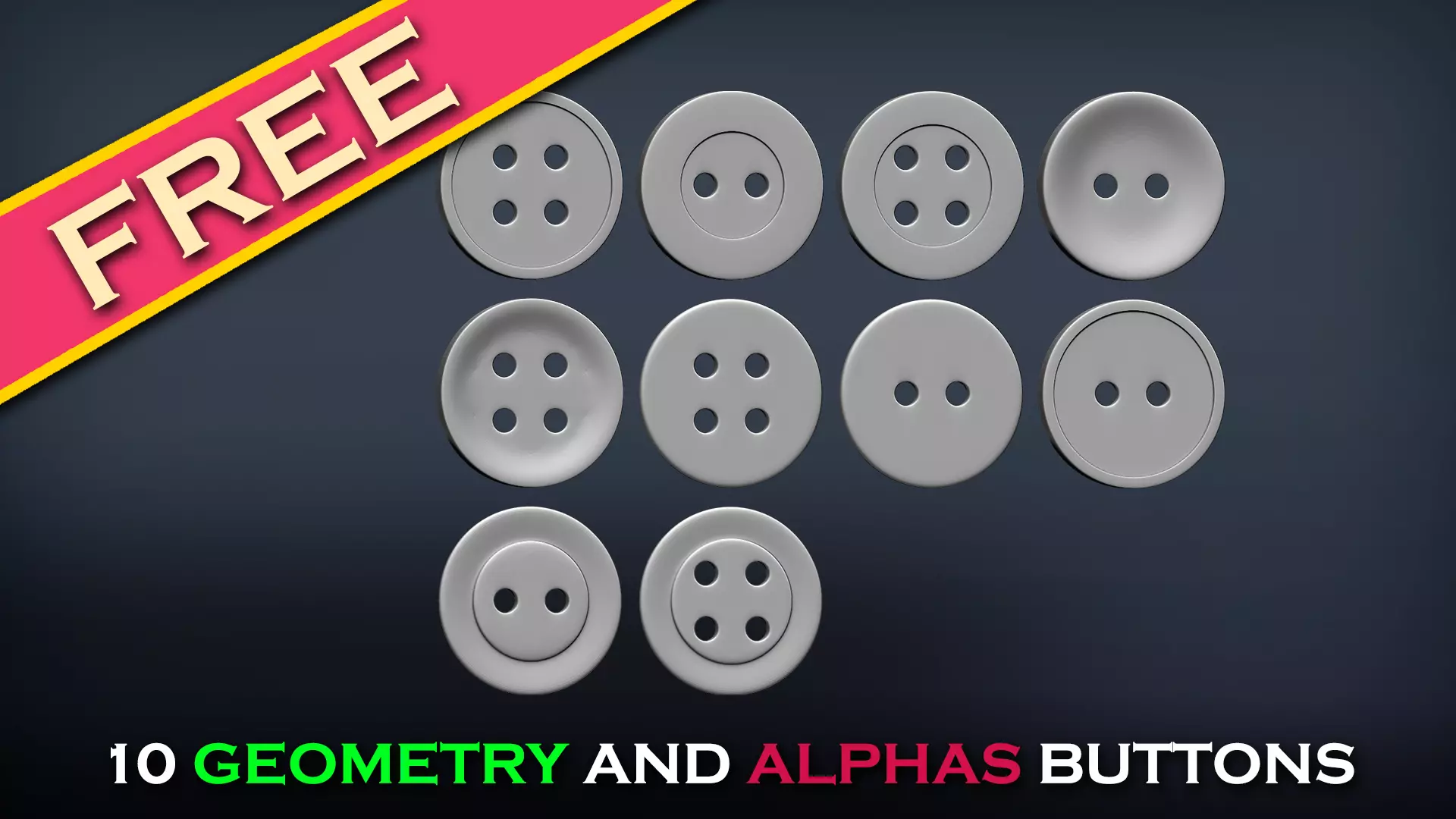 Free Button IMM Brush and Geometry Pack for ZBrush Free 3D model