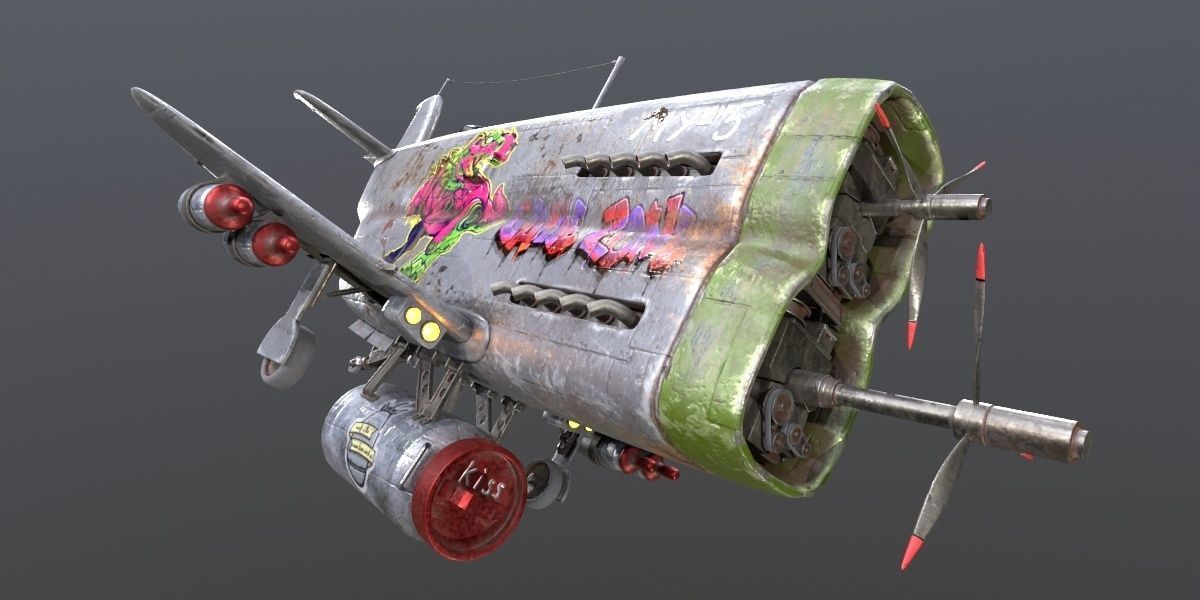 Set of stylized realistic airplanes Low-poly 3D model_31