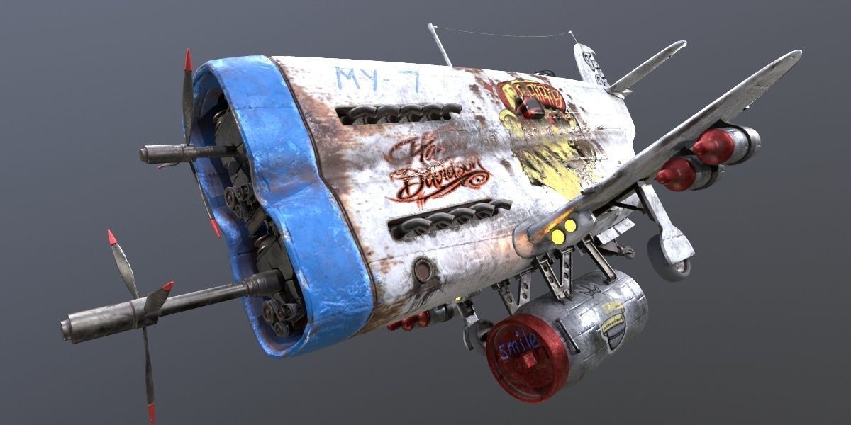 Set of stylized realistic airplanes Low-poly 3D model_38