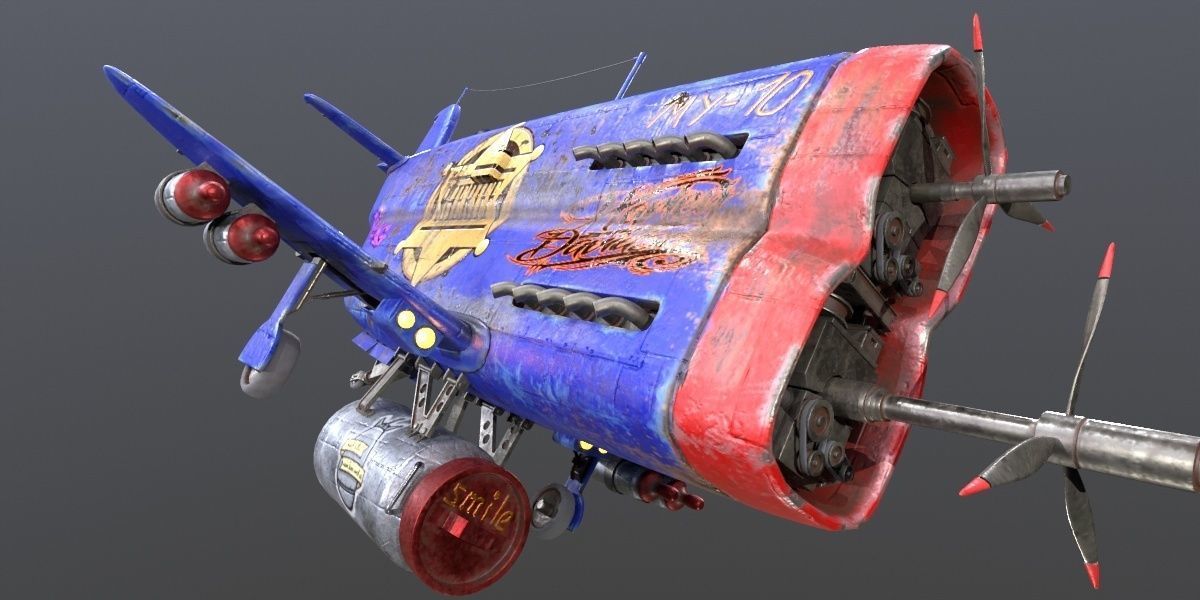 Set of stylized realistic airplanes Low-poly 3D model_48