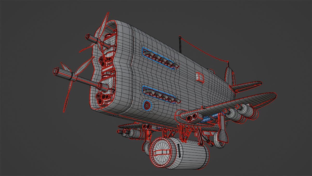 Set of stylized realistic airplanes Low-poly 3D model_53